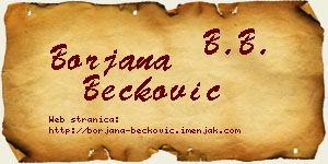 Borjana Bećković vizit kartica